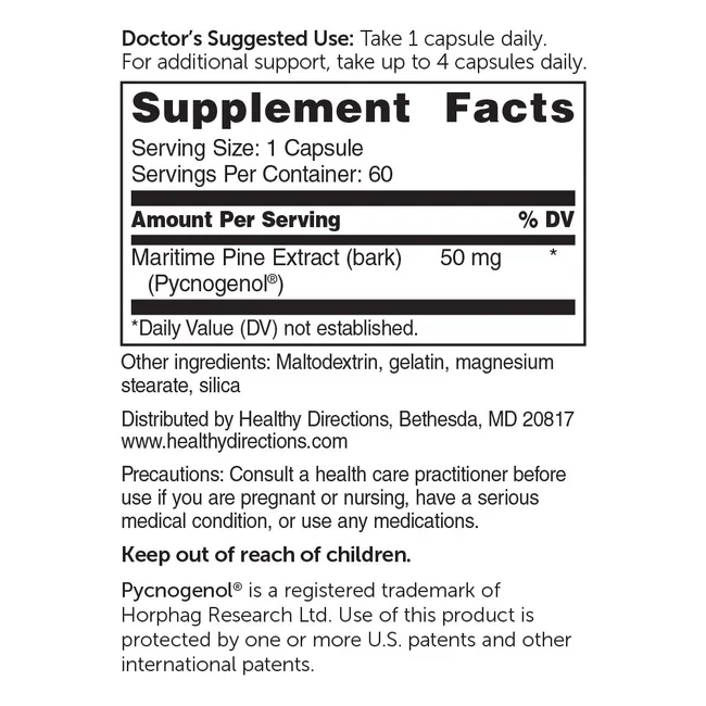 Clinical Grade Pycnogenol (50 mg, 60 Capsules) - Whitaker Nutrition